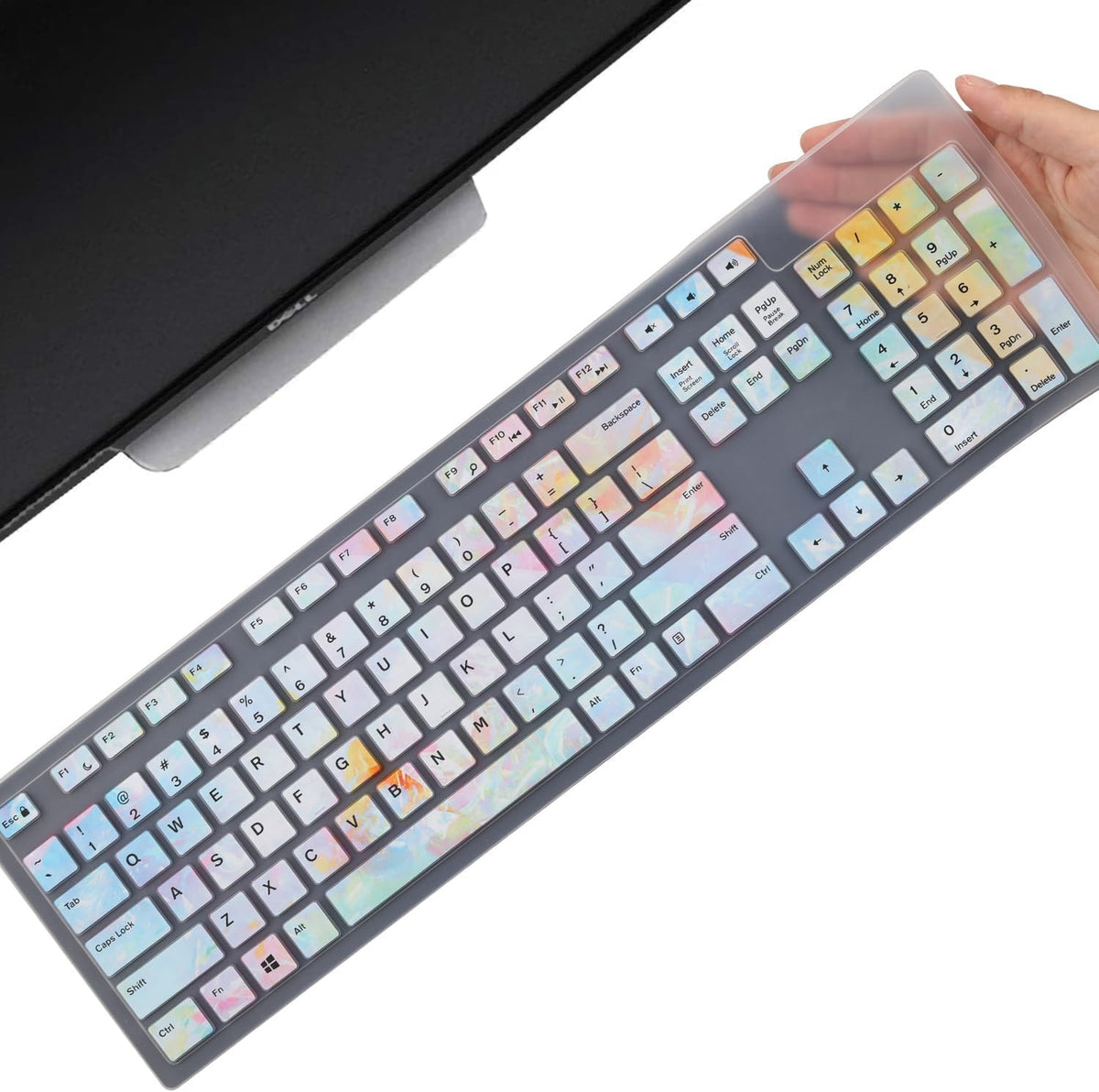 Keyboard Cover Skin for Dell KM636 KB216 KB216t KB216d KB216p Wired & Wireless Keyboard, Dell Optiplex 5250 3050 3240 5460 7450 7050, Dell Inspiron Desktop 24" 27" 5400 5490 7700 7790 3475 3670 3477