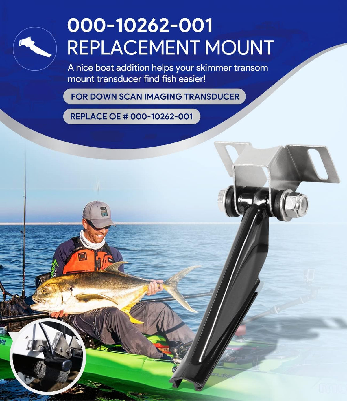 000-10262-001 Skimmer, Skimmer 3D Skimmer Replacement Mount for DSI Transducer Mount Bracket Compatible with Transom