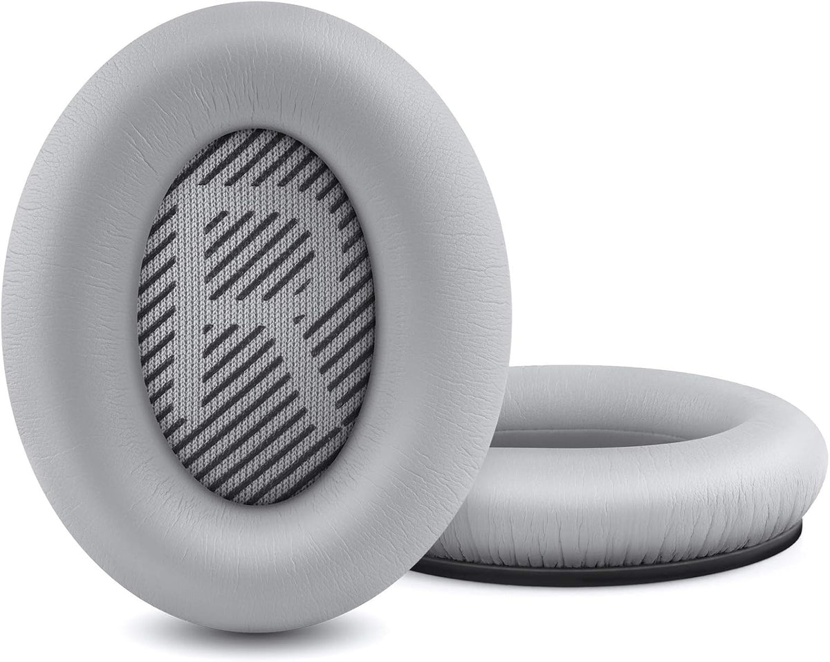 Professional Replacement Ear Pads for Bose QuietComfort 35 QC15 QC25 QC2 QC35/ Ae2 Ae2i Ae2w SoundTrue & SoundLink Over-Ear/Around-Ear Headphones/Soft Protein Leather (Silver)