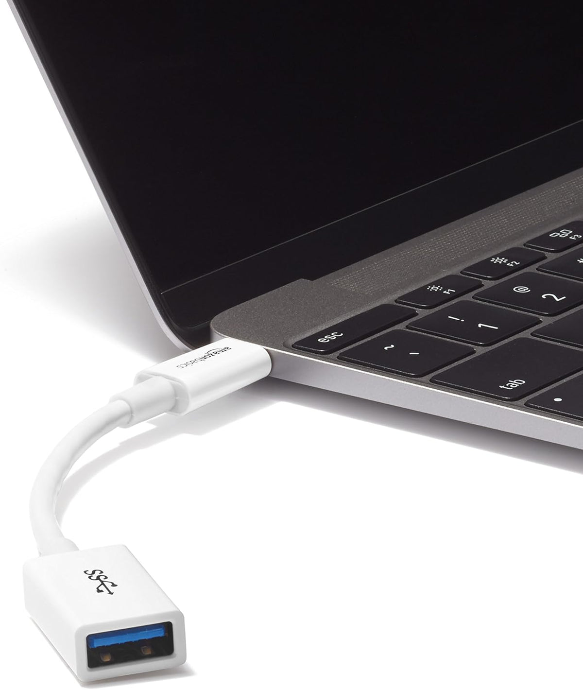 Amazon Basics USB-C to USB-A 3.1 Gen1 Female Adapter Cable Converter, 5Gbps High-Speed, USB-IF Certified, for Laptops, Tablets, Phones (iPhone 16/15), White