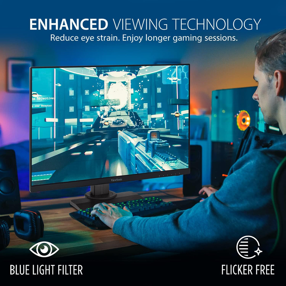 ViewSonic XG2431 24 Inch 1080p Gaming Monitor with 240Hz, 0.5ms, FreeSync Premium, NVIDIA G-Sync Compatible, Advanced Ergonomics, Eye Care, HDR400