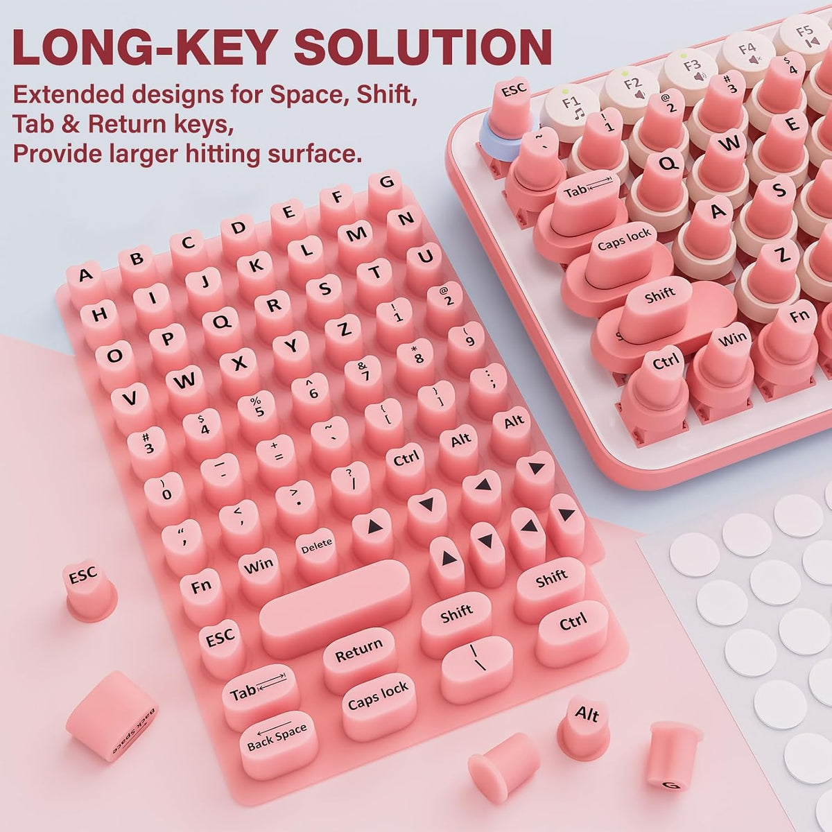 70PCS Raised Keyboard Stickers for Long Nails, Universal Nail Art Keyboard Bubbles, Self-Adhesive Keyboards for Long