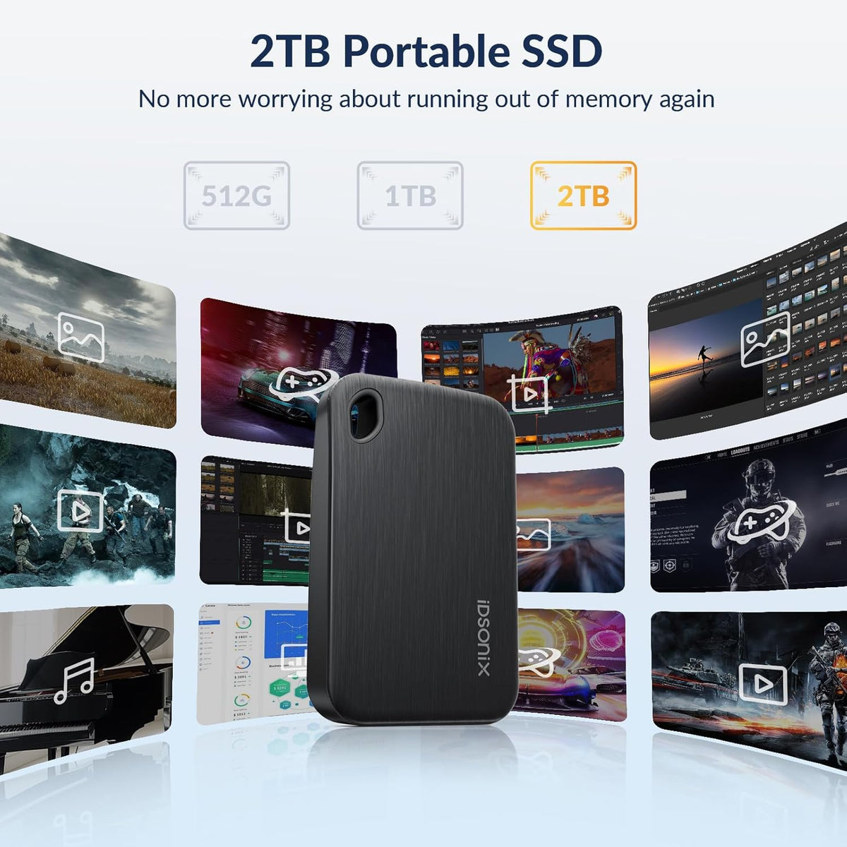 iDsonix 2TB External SSD, Portable Hard Drive USB 3.2 GEN 2x2 up to 2000MB/s, Portable SSD USB C External Solid State Drive for Xbox, PS5, PC, Laptop, Mac, Desktop, Tablet and Camera, i20