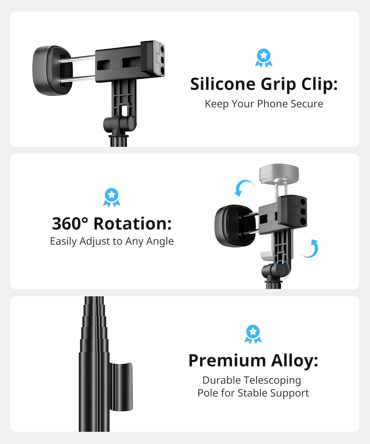 72'' Selfie Stick Tripod,Tripod for iPhone Wireless Remote for Selfies,Group Photograph,Video Recording. Phone Stand Compatible with iPhone Android Phone,Camera