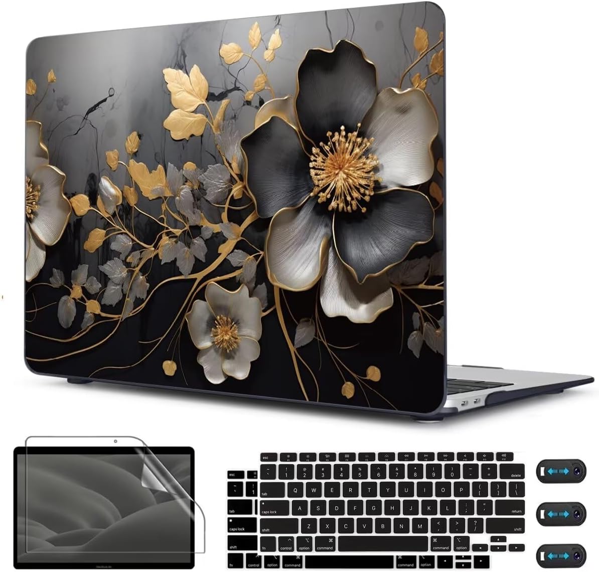 CISSOOK Compatible with MacBook Air 13 inch Case 2021 2020-2018 Release M1 Chip A2337 A2179 A1932 with Touch ID, Plastic Hard Shell Case + Keyboard Cover + Screen Protector, Abstract Oil Painting