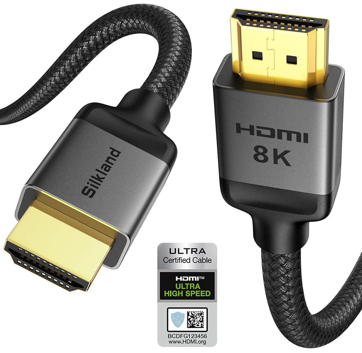 Silkland HDMI eARC/ARC Cable 3.3FT, 8K Certified Ultra High Speed HDMI 2.1 [8K@60Hz, 4K@120Hz] Dolby Atmos Vision, 48Gbps, HDR10, HDCP Compatible for Samsung/Bose/Vizio/SoundBar