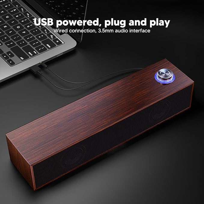 Vikye Computer Speakers HiFi Stereo Sound Desktop Speakers with USB Cable with Jack and 3.5mm AUX Headphone Jack Auxiliary Input for PC
