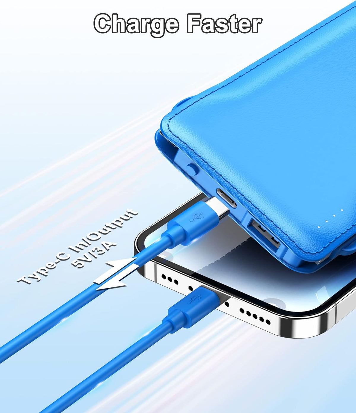 TG90° 10000mah Power Bank Portable Charger with Built-in Cables, Portable Phone Charger Battery Backup Compatible with iPhone 16 15 14 13 12 and Android Phones