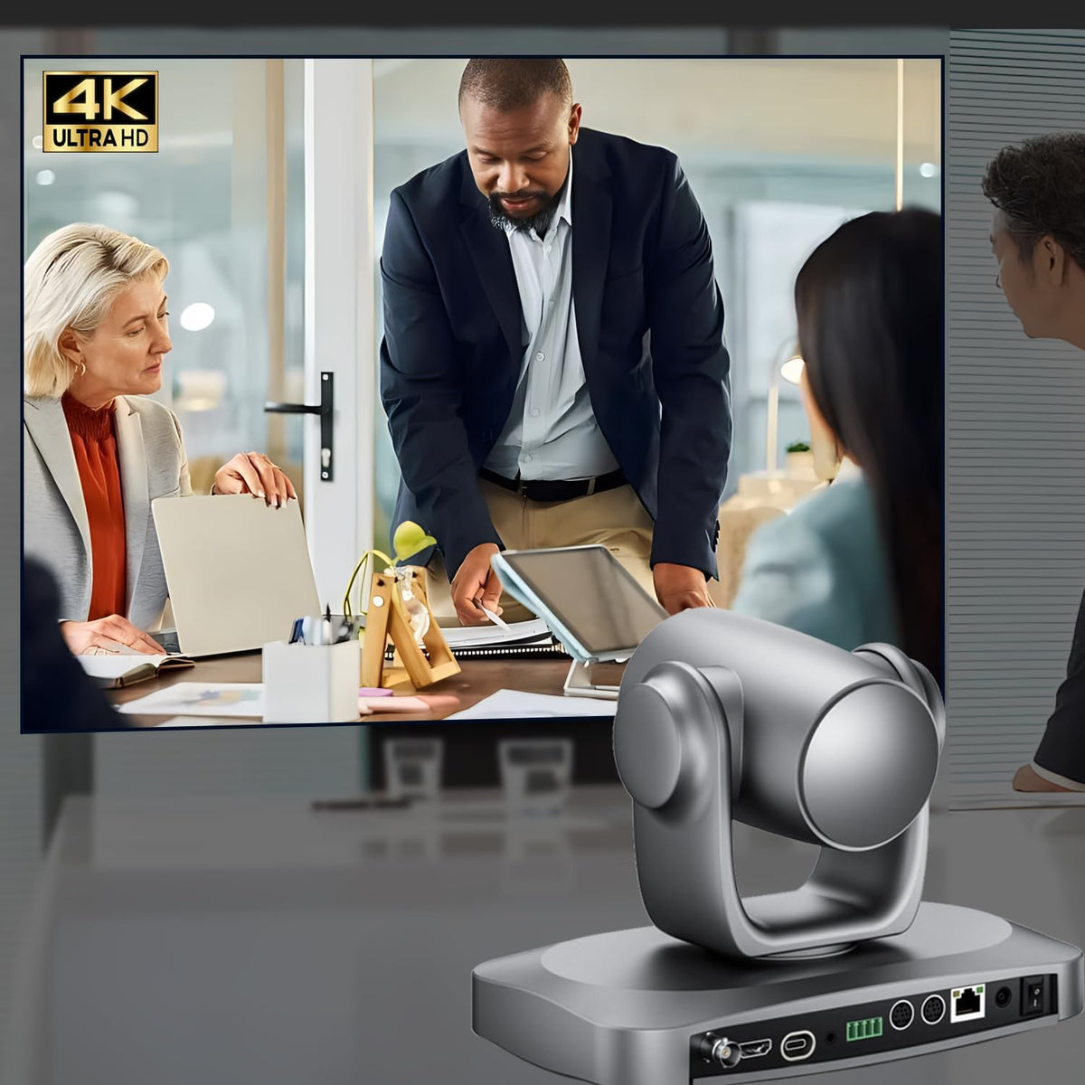 PTZ Camera 4K 21X Optical Zoom, HDMI, 3G-SDI, USB, POE IP Streaming, AI Auto Tracking PTZ Conference Room Camera for Church Services, Worship, Education, YouTube Facebook
