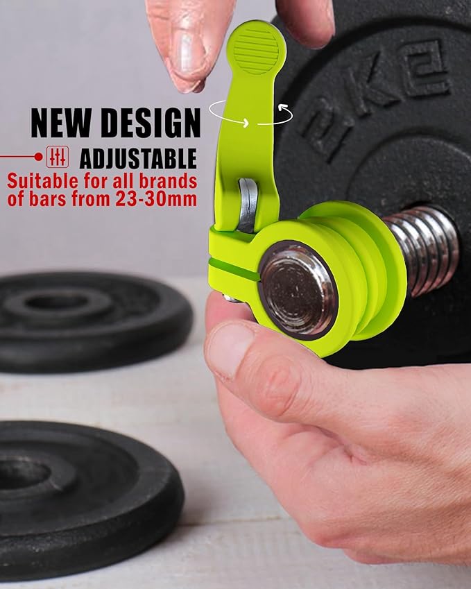 ZY-HUAN 1 Inch Barbell Clips, Adjustable Barbell Collars 23–30mm, Weight Clips for Dumbbells, Nylon Clamps with 6 Inserts