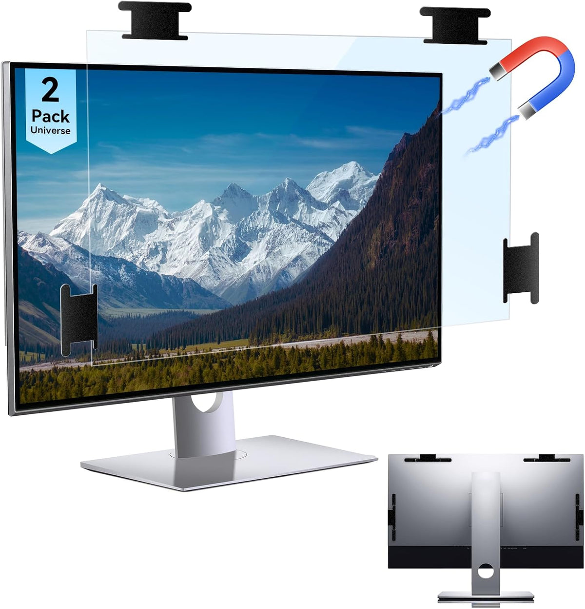 [2 Pack] Magnetic 24 Inch Computer Anti Blue Light Screen Protector for 16:9 Aspect Ratio Widescreen Monitor, Hanging Eye Protection Anti-Glare Light Screen Protector, Removable 24 in Protective Film