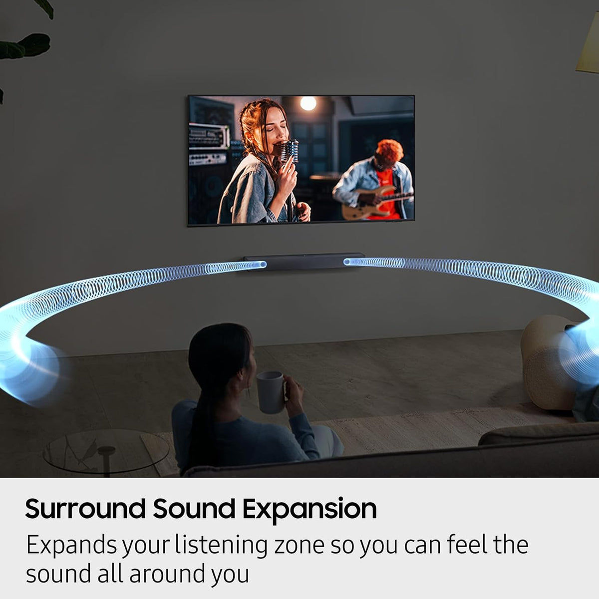 Samsung B-Series Soundbar HW B400F 2.0 ch Soundbar with Built in Subwoofer (2025 Model) One Remote Control, Surround Sound Expansion, Voice Enhance Mode