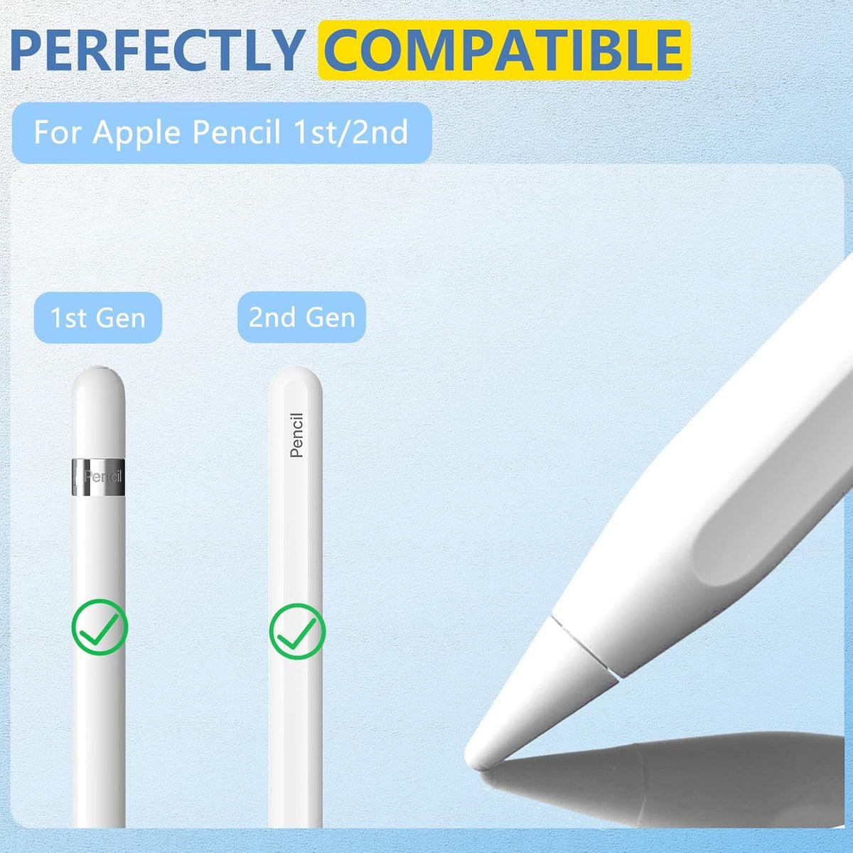8 Pack for Apple Pencil 2nd Generation Tips,Upgraded Replacement Pencil Nibs for Apple Pencil Tips and Apple Pencil 1st Generation,Accessories Compatible with Apple Pencil 2 Gen iPad Pro Pencil Tips