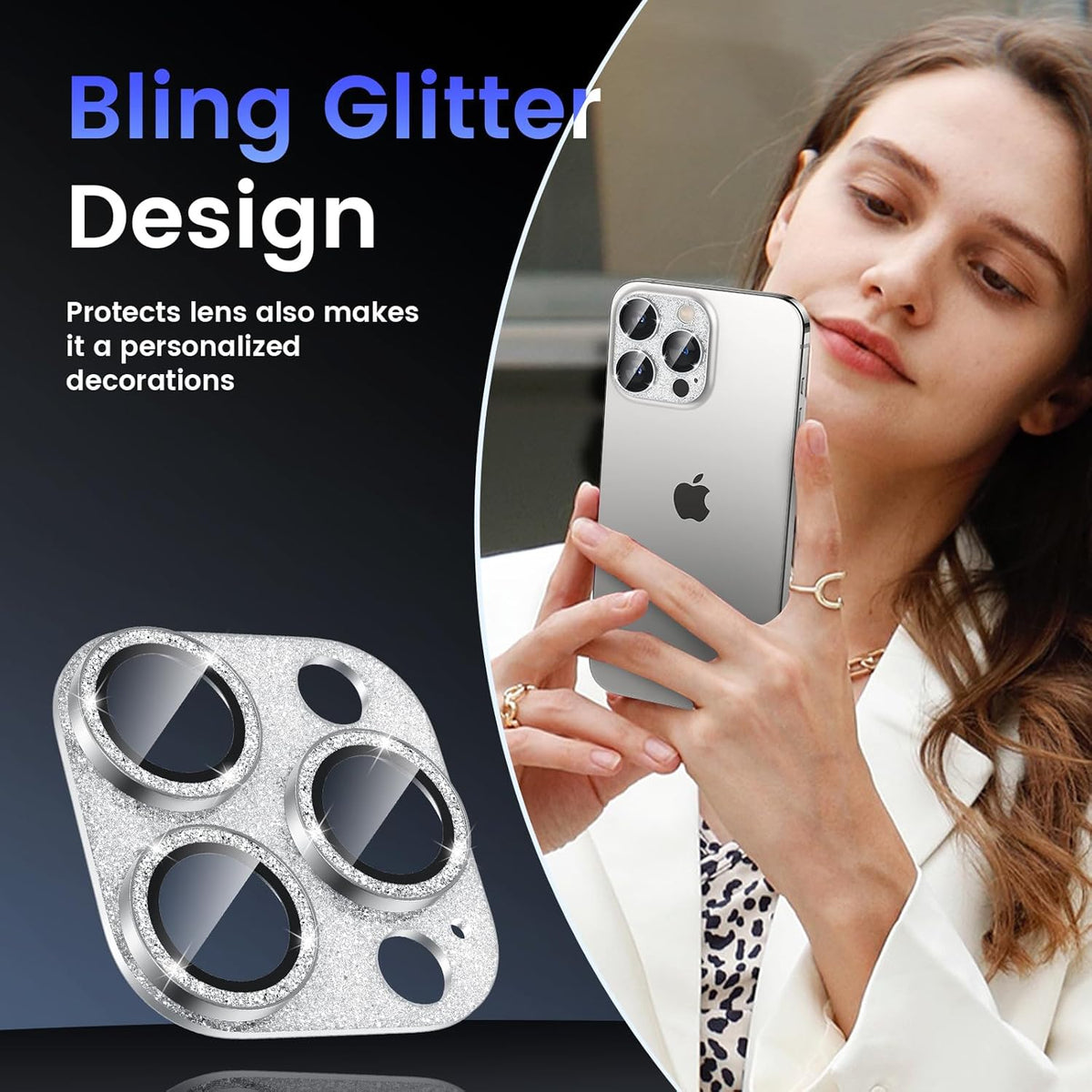 Tensea for iPhone 16 Pro/iPhone 16 Pro Max/iPhone 15 Pro/iPhone 15 Pro Max Camera Lens Protector, Metal Aluminum Alloy Tempered Glass Cover Camera Screen Protector Accessories, Case Friendly