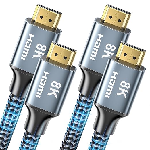 CABNEER 8K HDMI Cable 8 ft 2Pack, 48Gbps High Speed HDMI 2.1 Cable, Braided HDMI Cable 2.1 8K 60Hz 4K 120Hz Support for HDR eARC HDCP 2.2/2.3, HDMI Cord Compatible with HDTV, Laptop, Monitor, PC