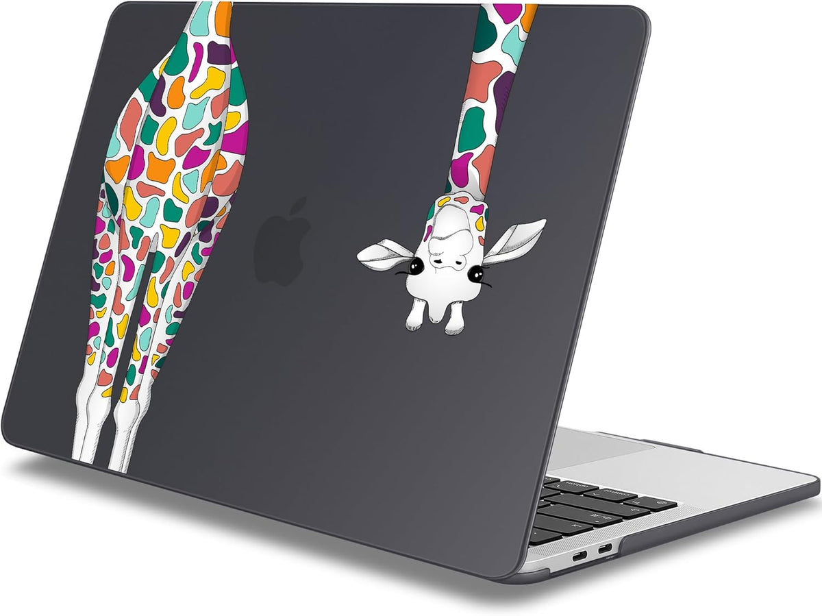 Mektron for MacBook Pro 13-inch Case 2022 2021 2020 Release A2338 M2 M1 A2289 A2251, Printed Plastic Hard Shell Cover for MacBook Pro 13.3-inch Touch Bar Fits Touch ID, Colorful Giraffe Black