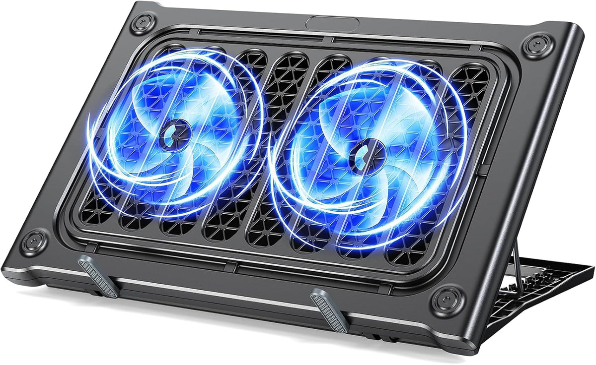Laptop Cooling Pad Stand, Laptop Cooler with 2 Silent Fans for 10-15.6 Inch Laptops,6 Levels of Height Adjustable Wind Speed with 2 USB Ports (Black)