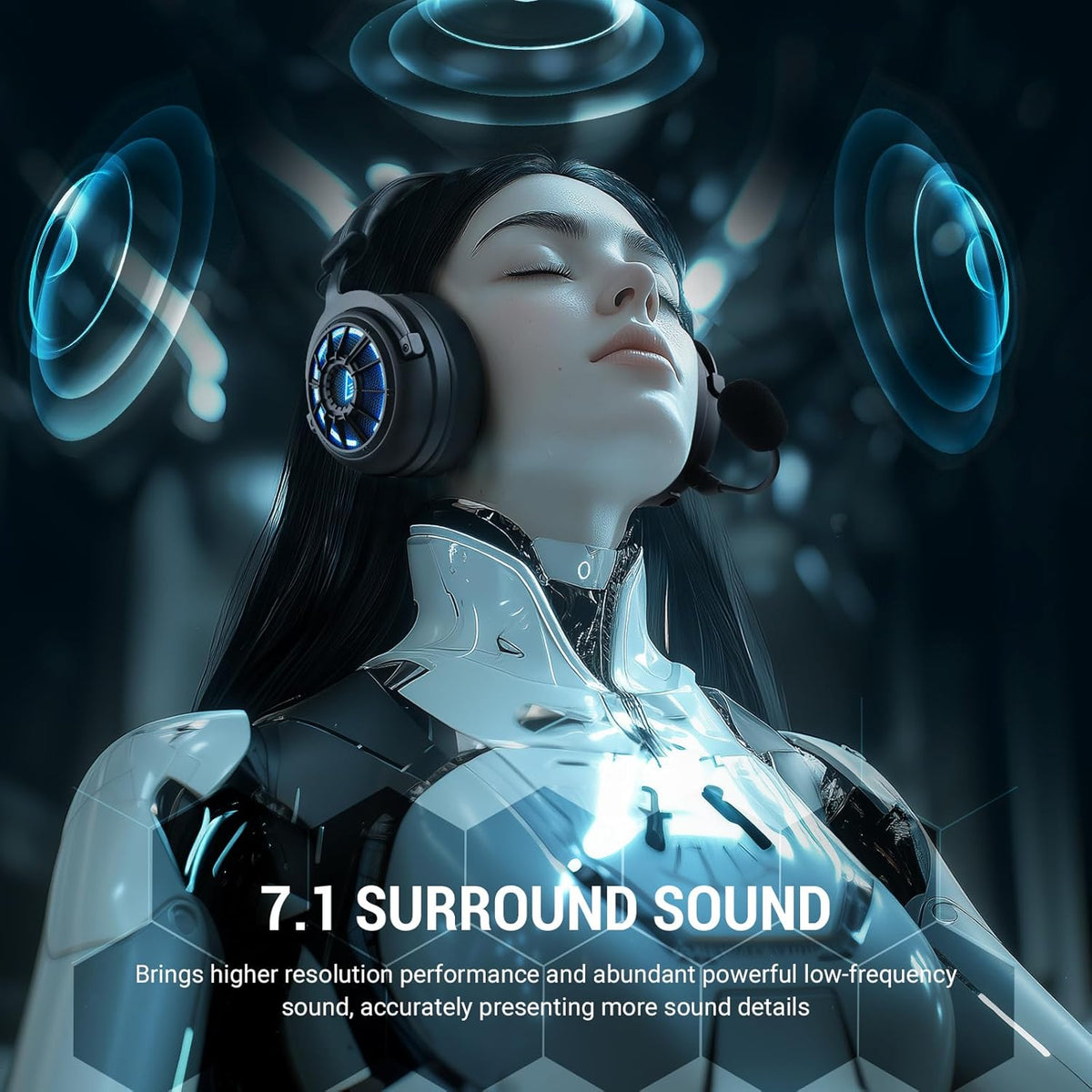 EKSA Wireless Gaming Headset for PS5, PC, PS4, Mac, Switch, Gaming Headphones with 2.4GHz, Bluetooth 5.3, 7.1 Surround Sound, Detachable Noise Canceling Microphone