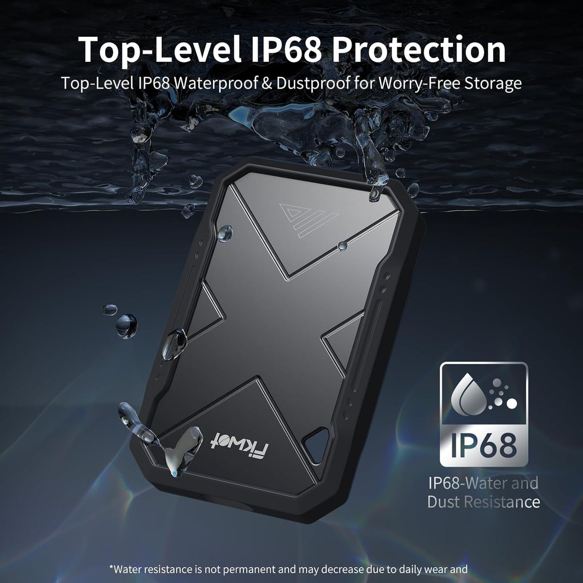 2TB Portable SSD, Up to 2050MB/s, USB 3.2 Gen2 USB-C, IP68 Water & Dust Resistant, Shockproof, External Solid State Drive for Smart TV, Cameras, iPhone 16/15, Windows, Mac and Other Devices (FP90)