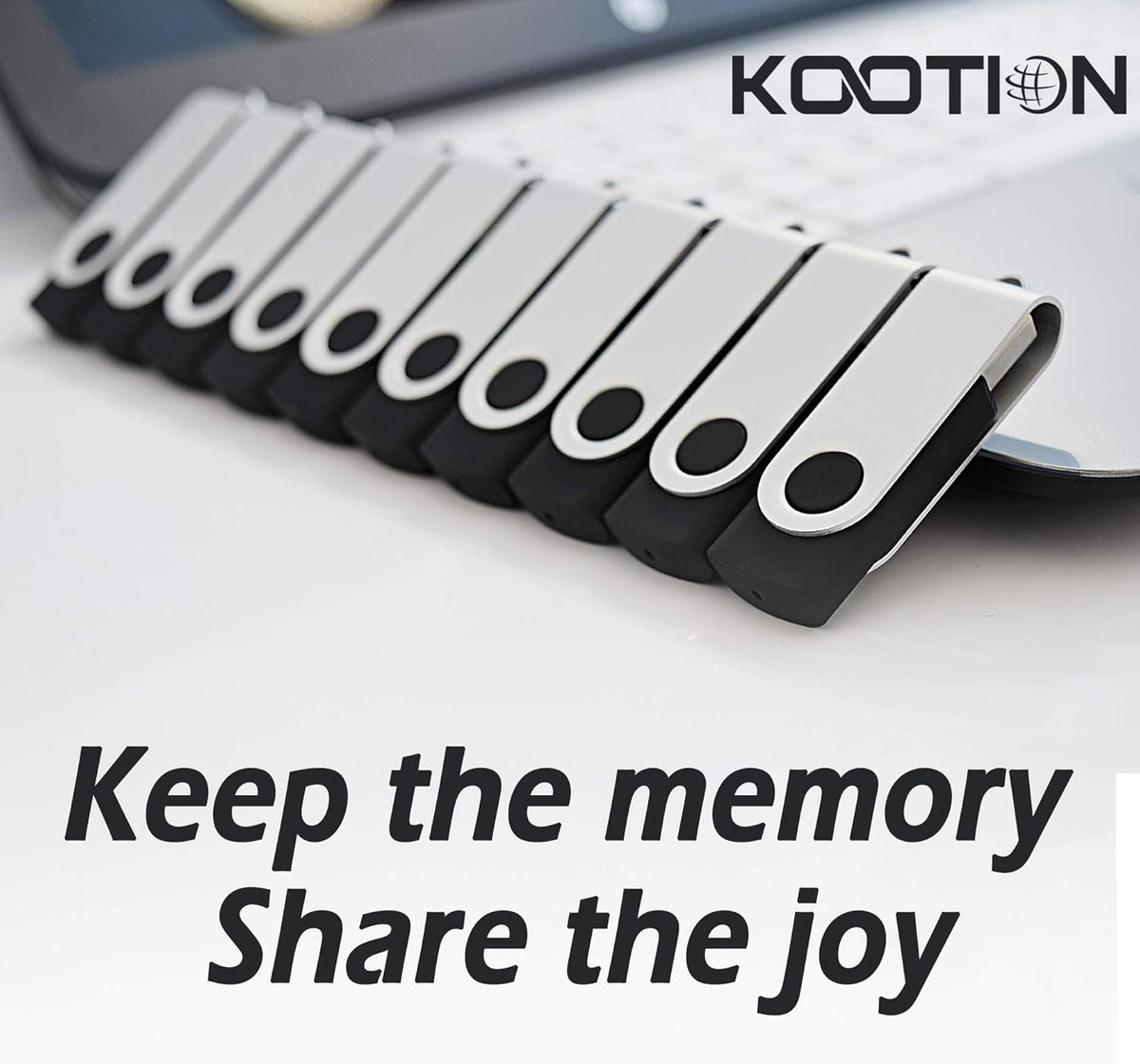KOOTION 128MB Bulk USB Drives 100 Pack USB 2.0 Flash Drive Thumb Drives Swivel Memory Stick (Black, 100pcs, 128MB)