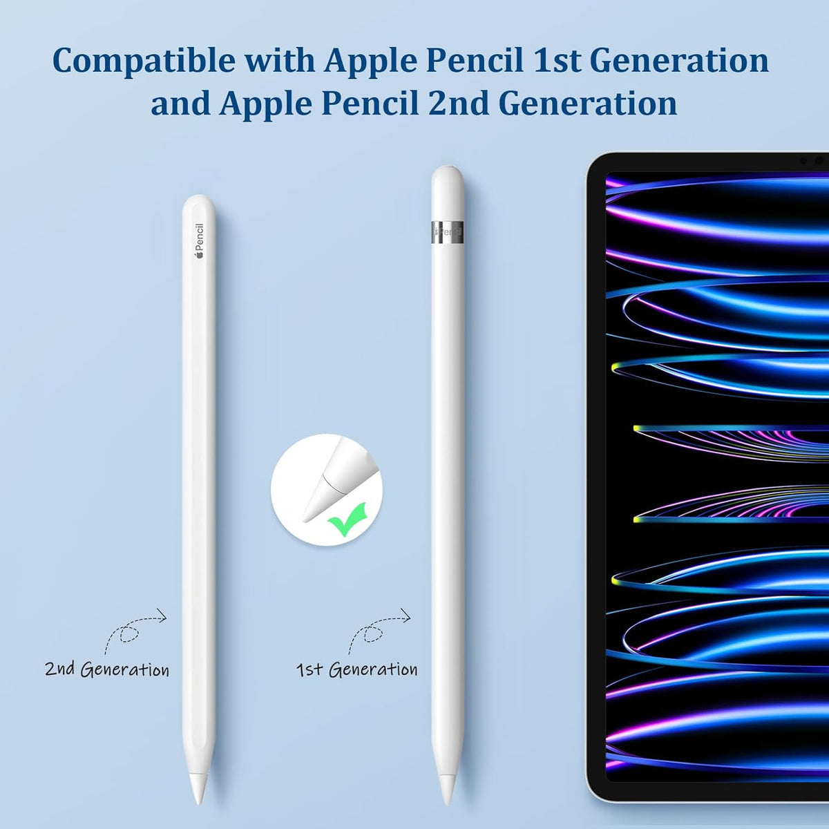 Upgraded Replacement Tips for Apple Pencil Pro/2nd Gen/1st Gen/USB-C,No Wear Out Pencil Nibs Precise Control - Replacement Nibs for Apple iPad Pencil - 8 Pack White