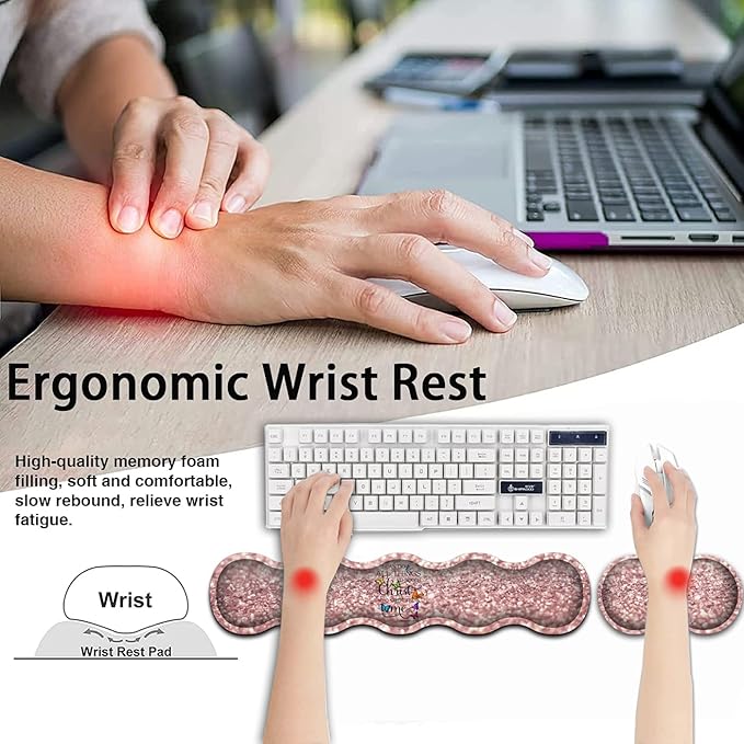 Large Gaming Mouse PadExtended Office Desk MatWaterproof Desk Writing Pad for Home Ergonomic Mouse &ampKeyboard Wrist RestPhilippians 4:13 Bible Glitter Laptop Desk Pad Pink Mousepad Wrist Support