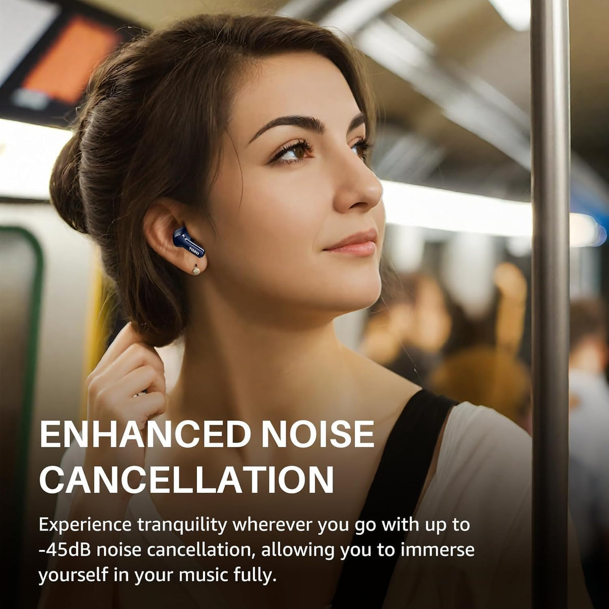 TOZO NC3 Hybrid Active Noise Cancelling Wireless Earbuds with 6 Mics AI Clear Call Ear Buds 55H Playtime with LED Display 32 Preset EQs via APP Bluetooth 5.3 IPX8 Waterproof in Ear Headphones