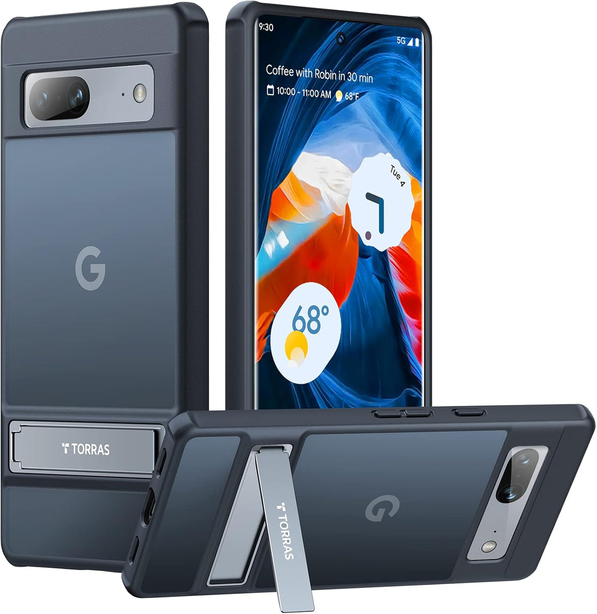 TORRAS Marsclimber for Google Pixel 7a Case [8FT Military-Grade Protection] [3 Stand Ways] with Firm Kickstand Comfortable and Non-Slip Gripping for Google Pixel 7a Phone Case Slim 5G 6.1 inch, Black