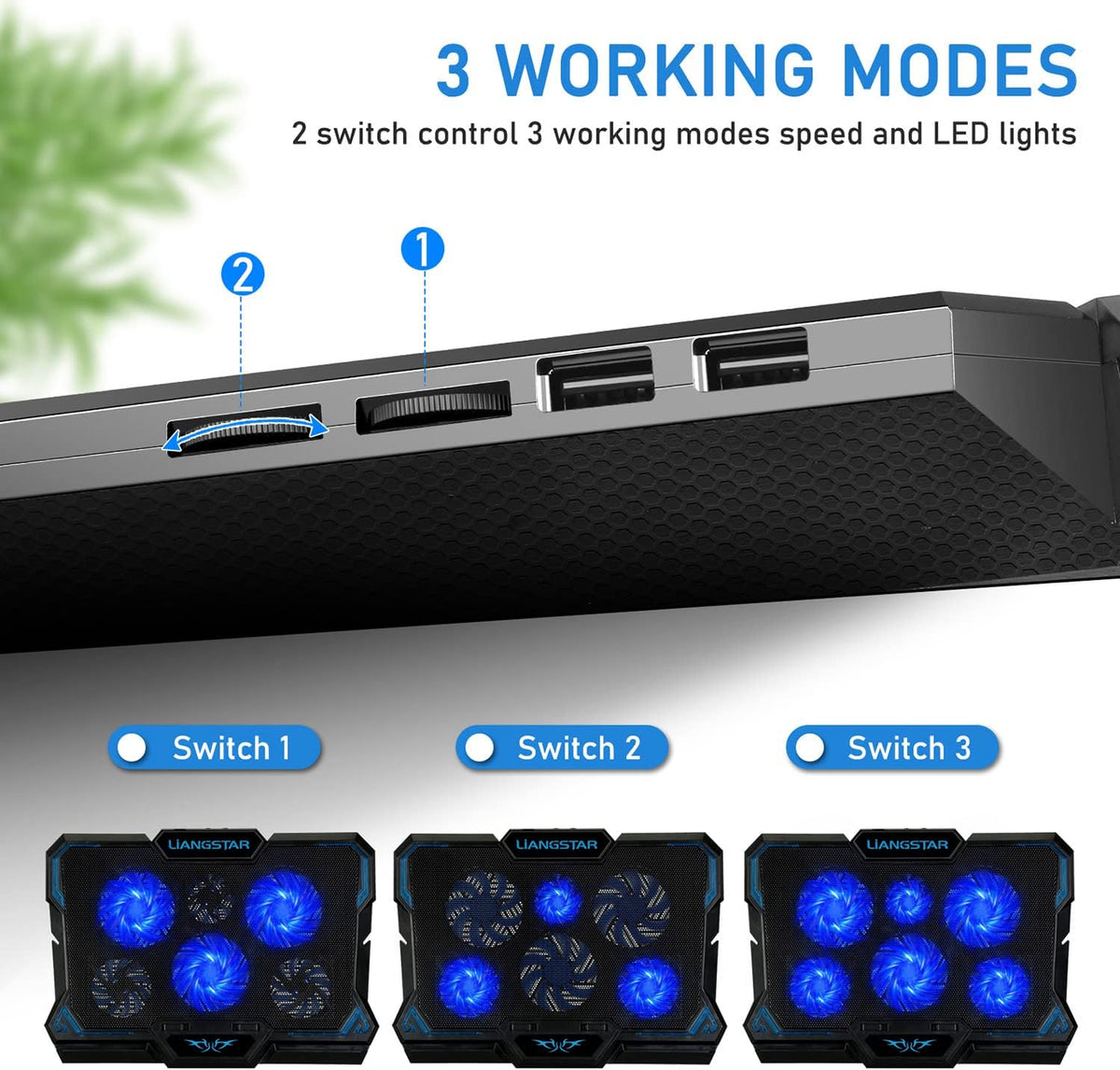 Laptop Cooling Pad, Laptop Cooler with 6 Quiet Led Fans for 15.6-17 Inch Laptop Cooling Fan Stand, Portable Ultra Slim USB Powered Gaming Laptop Cooling Pad, Switch Control Fan Speed Function