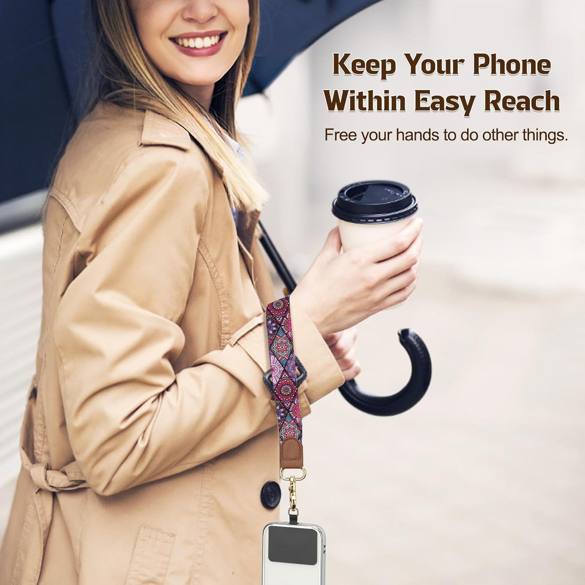 TiMOVO Phone Lanyard Crossbody Wrist Strap, Adjustable Anti-Theft Strap for Smartphone Case