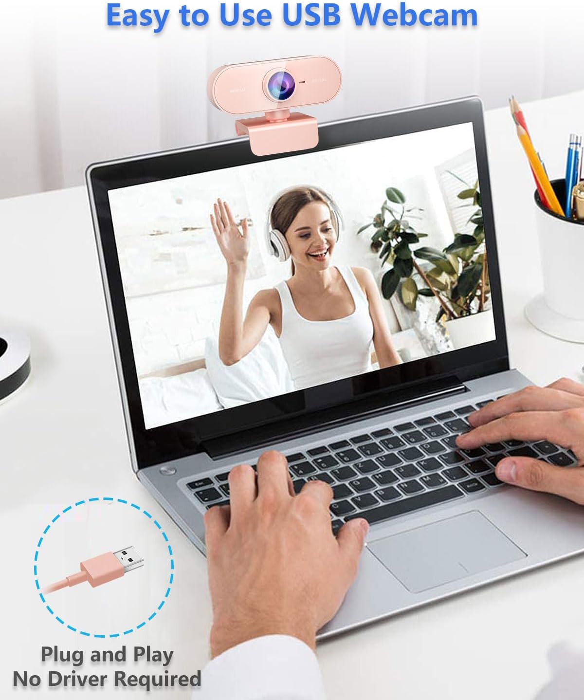 Webcam for PC&1080P HD Web Cam,Webcam with Microphone,Stand for PC/MAC/Laptop/Desktop,Wide Angle Web Cameras for YouTube,Skype,Zoom,Xbox One,Video Calling