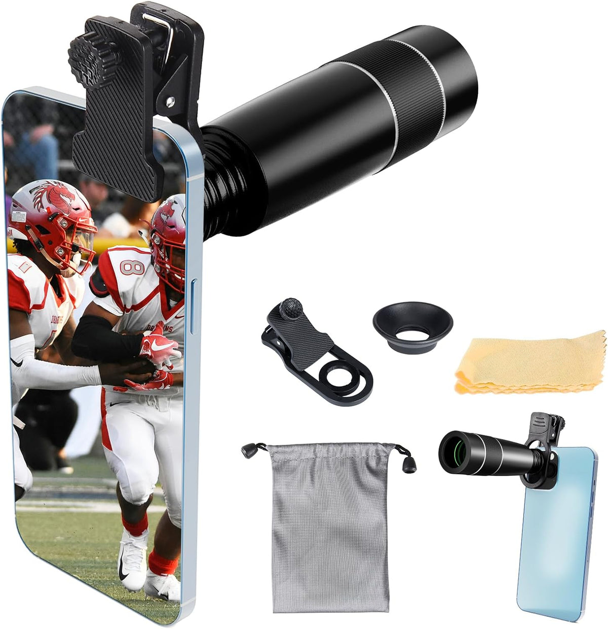 22X Long Focus Telephoto Phone Lens for iPhone and Android, Zoom Cellphone Camera Lens with Phone Clip for Picture Video Taking
