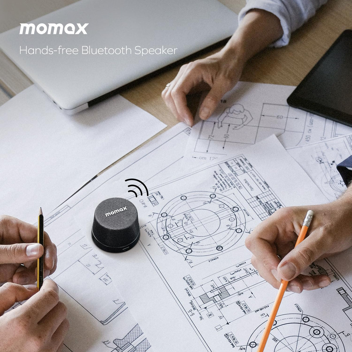 MOMAX Magnetic Portable Speaker Wireless, IPX6 Waterproof Shower Speaker Small with Bass, 12H Playtime, TWS Pairing, Magnetic Cell Phone Stand for Outdoor, Gift Ideas