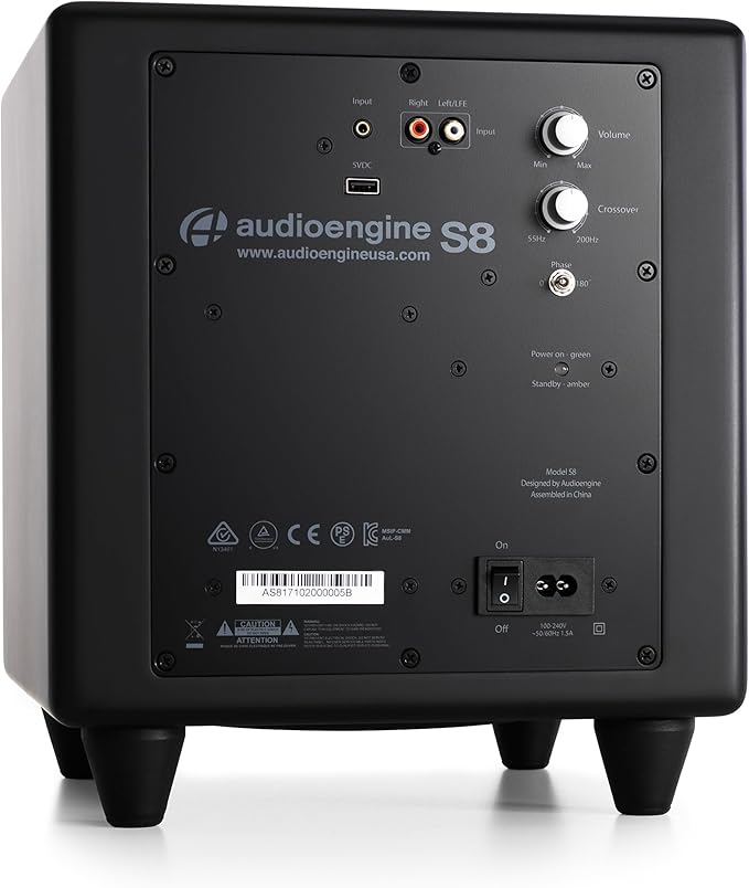 Audioengine A2 HD Walnut Computer Speakers with S8 White Subwoofer and DS1M Stands