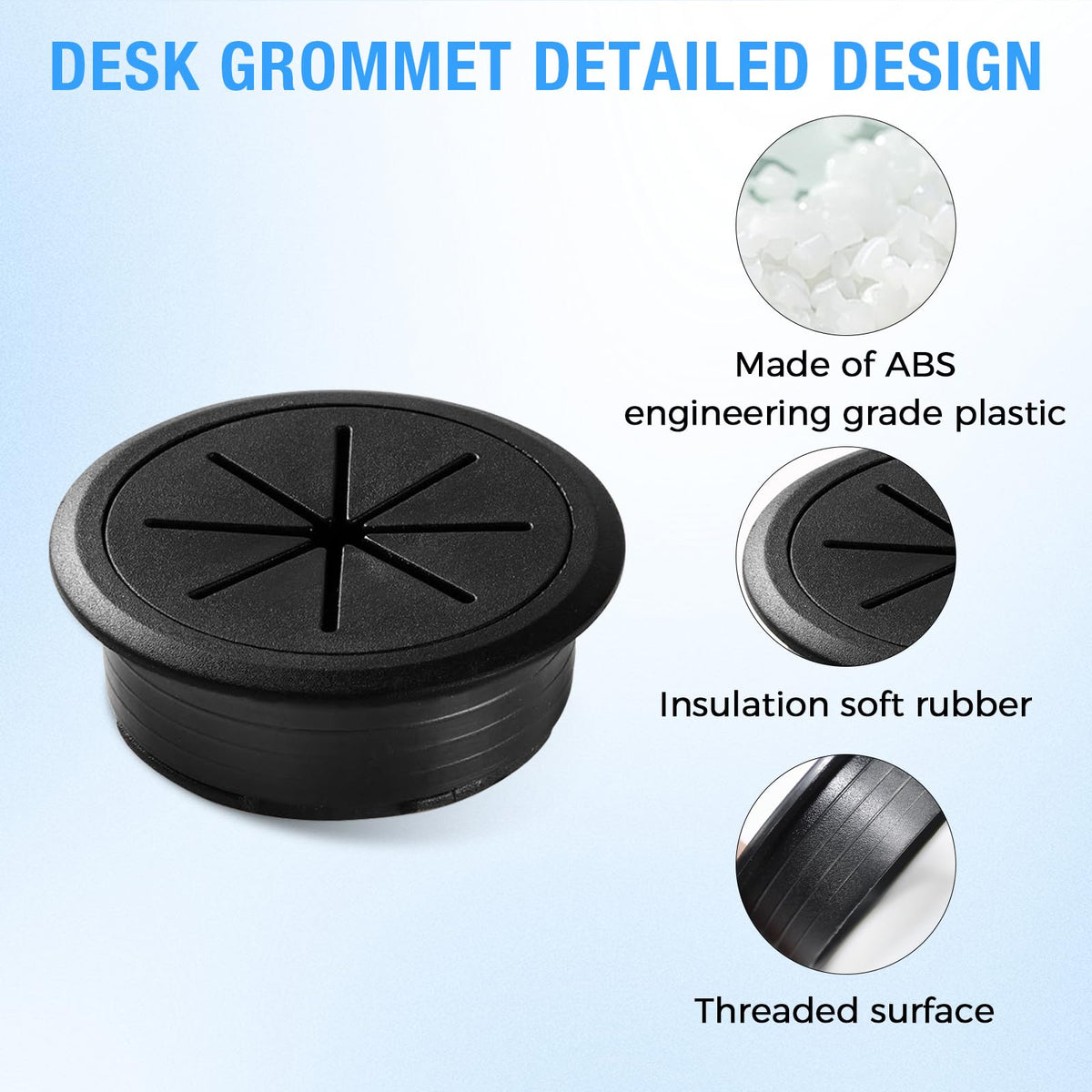 BOPOREAE 8 Pcs Desk Grommet 2" (50mm), Desk Hole Cover for Cables
