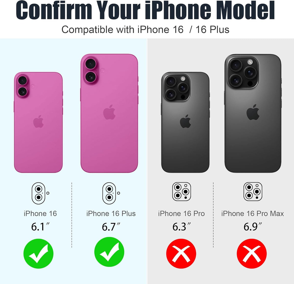 AGVEE 3+3 6 Pack for iPhone 16 6.1" / 16 Plus 6.7" Camera Lens Cover Protector, Bling Diamond & Bling Glitter Metal Ring 9H Tempered HD Glass Camera Cover Protector Film, Bling-Rose