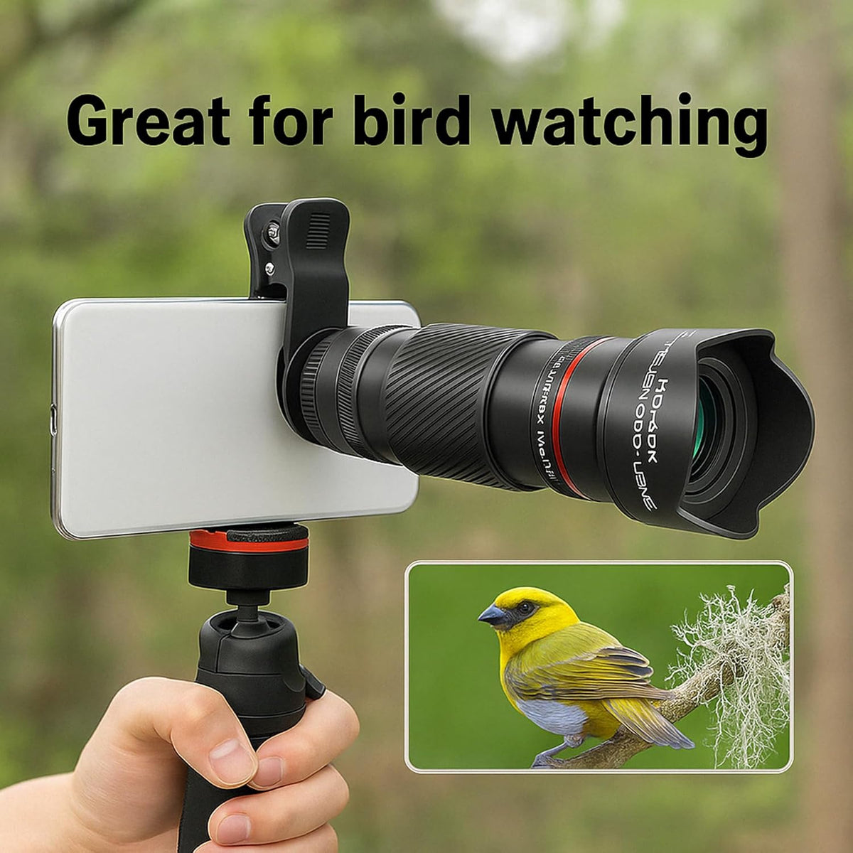 28X Telephoto Lens with Tripod for iPhone Android Phones, 2-in-1 Mobile Phone Camera Lens Kit with Universal Clip, HD Magnifier for Smartphone Photography - Compatible with All Smartphones