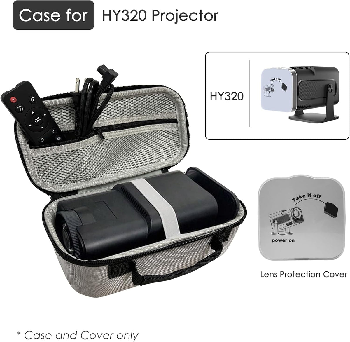 DUPULEE HY320 HY320 HY320 Projector Carrying Case and Lens Cap,Hard Travel Storage Bag Compatible with Magcubic