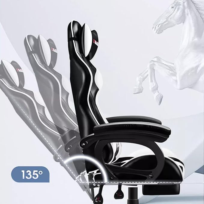 Gaming Chair Office Chair Desk Chair 360° Swivel Ergonomic Leather Computer Chair with Lumbar Support Headrest Reclining Video Game Chairs for Adults