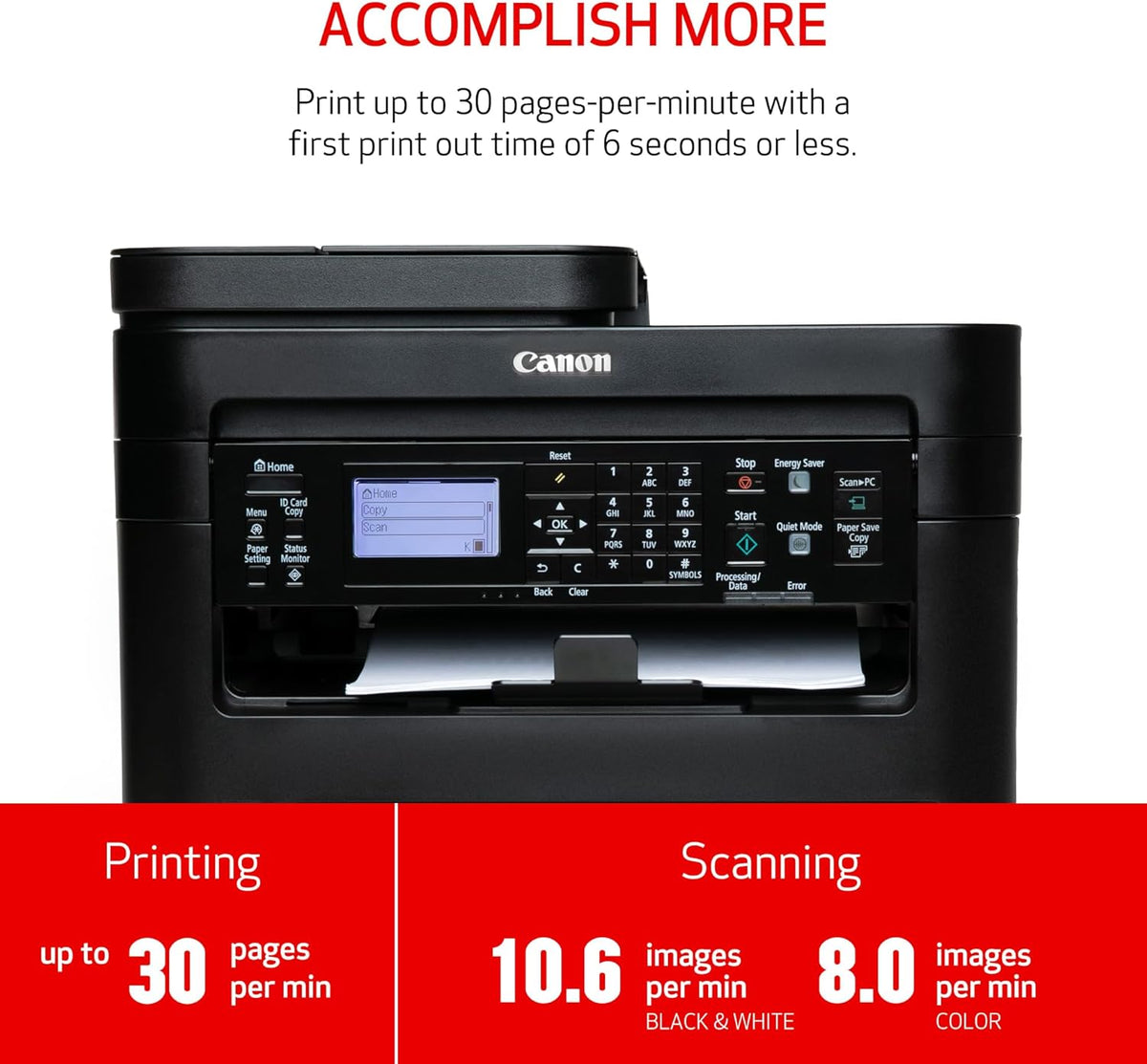 Canon imageCLASS MF264dw II - Monochrome Duplex Wireless Laser Printer, Multifunction with Scanner, Copier, Auto Document Feeder, Mobile Ready, 30 PPM, Black