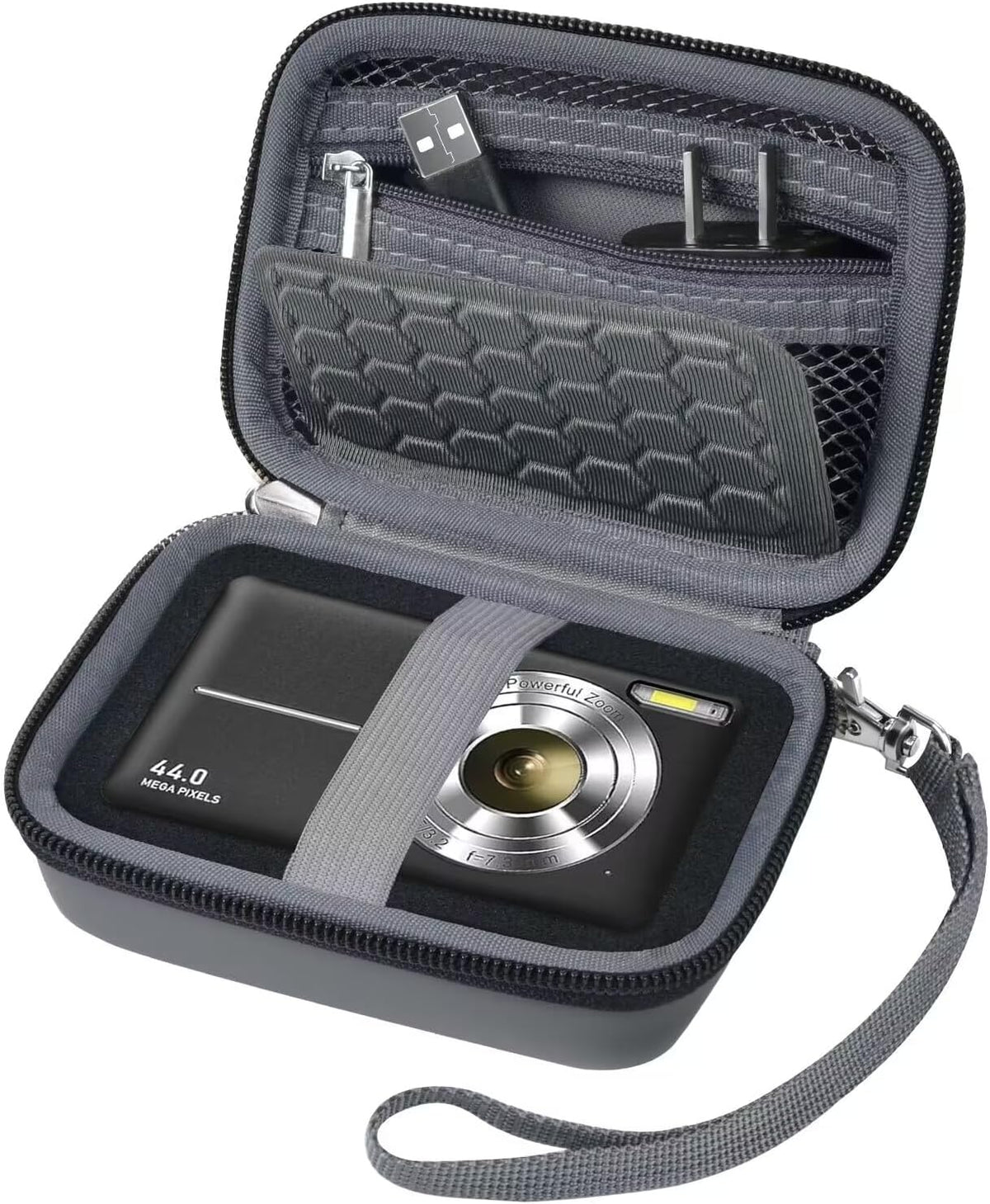 Carrying & Protective Case for Digital Camera, AbergBest 21 Mega Pixels 2.7" LCD Rechargeable HD/Kodak Pixpro/Canon PowerShot ELPH 180/190 / Sony DSCW800 / DSCW831 Cameras for Travel - Dark Grey