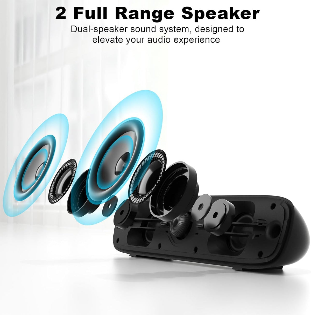 SOULION R90 Bluetooth Computer Speakers for Desktop, USB Powered 3.5mm AUX PC Speakers with LED Dynamic Light, Portable Soundbar Speaker with Rotary Volume Control for Laptop Monitor