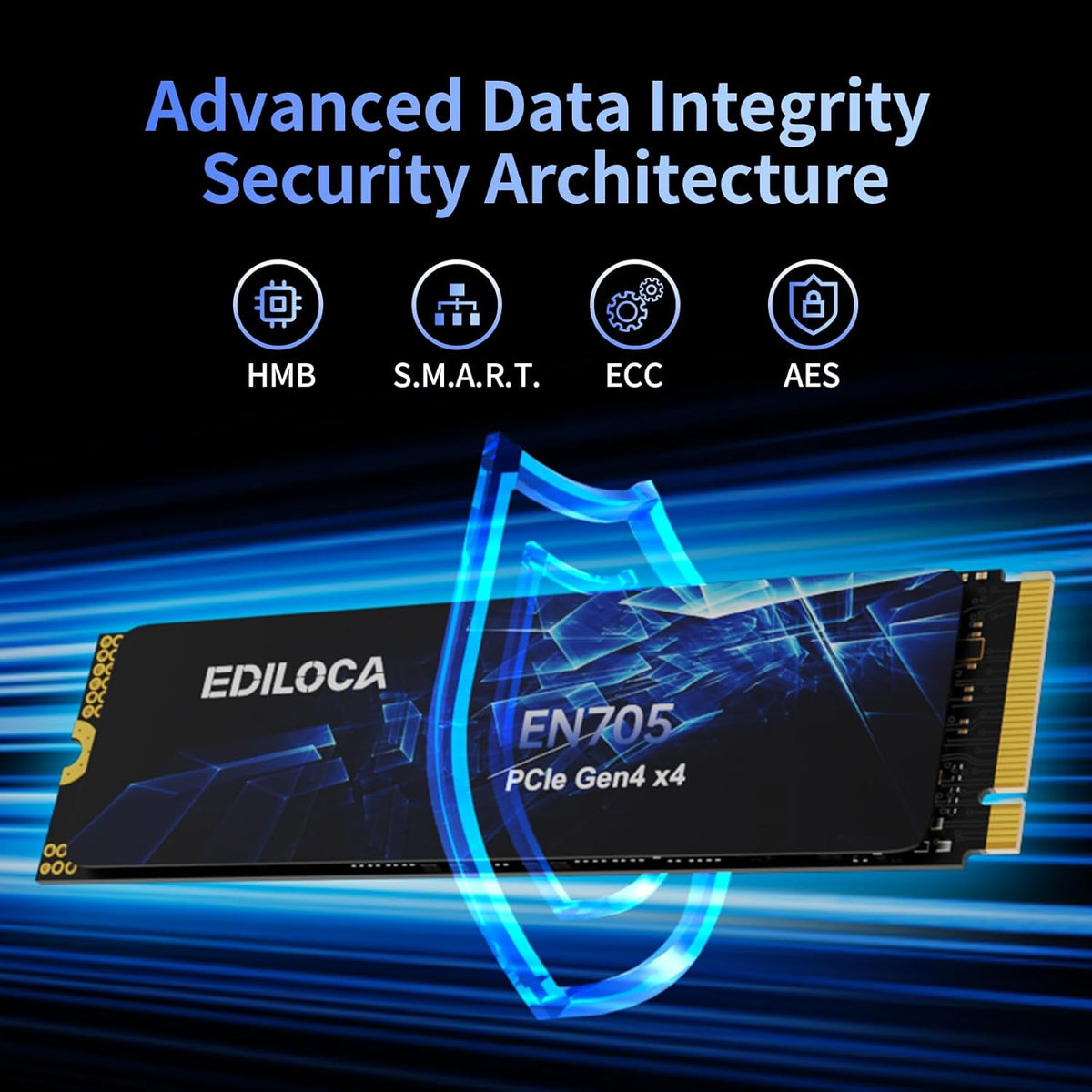 4TB SSD NVMe M.2 2280 PCIe Gen4 x4 Internal Solid State Drive - Up to 5000MB/s, 4TB SSD PS5 Dynamic SLC Cache, PS5 Compatible for Gaming PC Laptop(EN705)