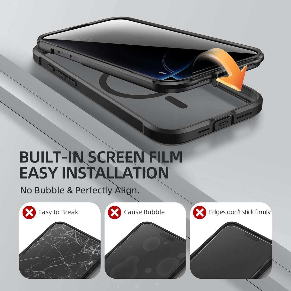 BERFY Magnetic for iPhone 16 Pro Case, Compatible with MagSafe, Built-in Privacy Screen Protector and Upgraded Camera Protection, Anti-Spy Full Body Shockproof Phone Case for 16 Pro 6.3", Black