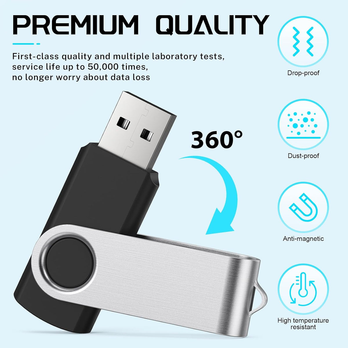 FEBNISCTE Thumb Drive 4GB 10 Pack USB Flash Drives Bulk, Swivel Jump Drive 4 GB Multi-Coloured Pen Drive USB 2.0 Memory Stick with Cords, Data Storage Pendrive 10 Color Assorted Zip Drives