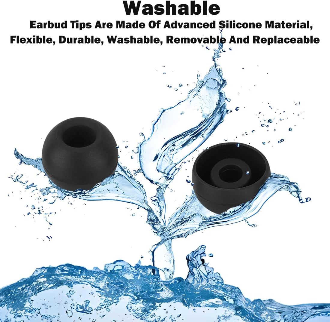 Earbud Tips - 9 Pairs Black Replacement Ear Tips Compatible With Powerbeats 2/3, LG, Samsung Earbuds