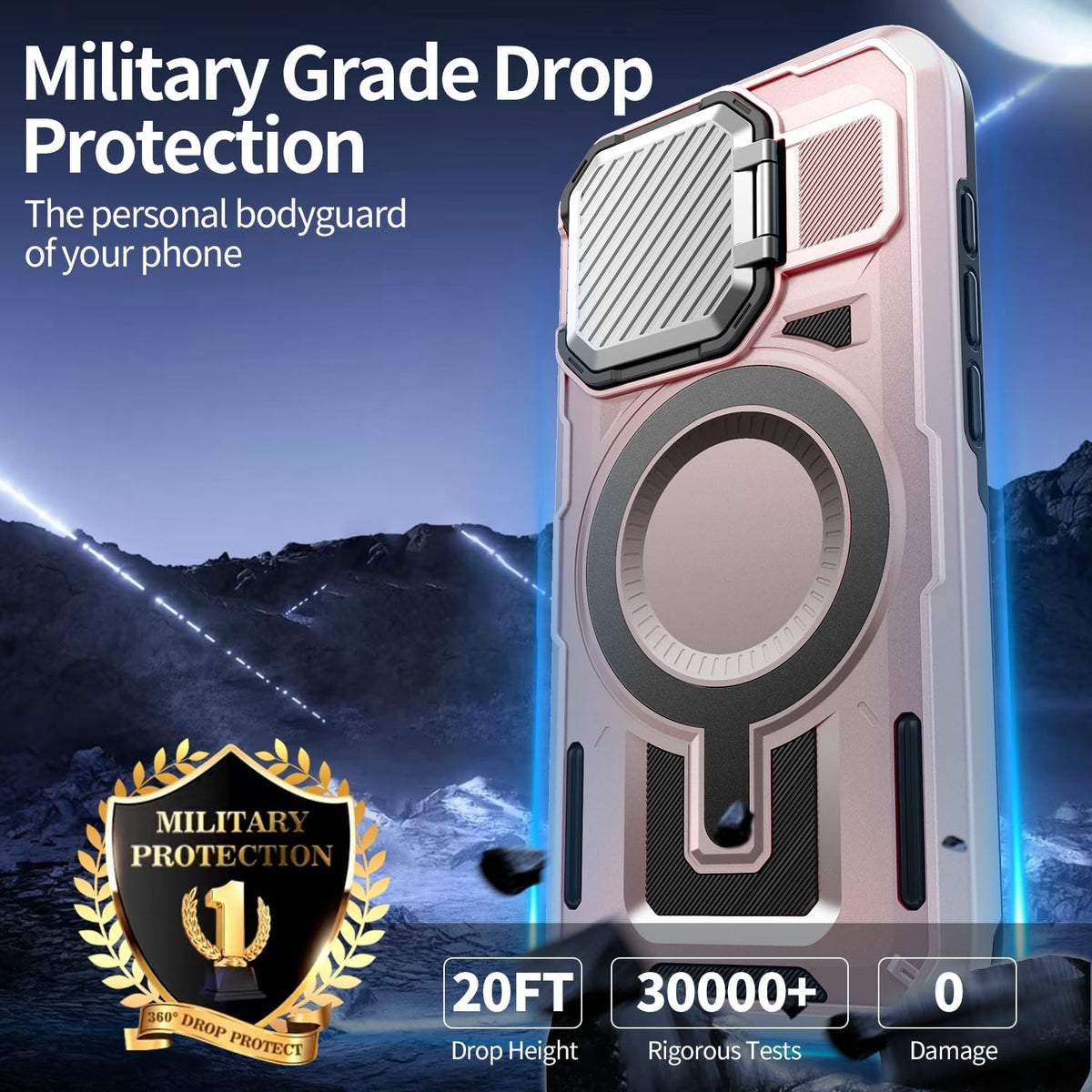 Camera Stand Case for iPhone 16 Plus, [Compatible with Mag Safe] [Lens Cover] 2024 Version Military Grade Protective Soft Case for iPhone 16 Plus 6.7 inch Men Women,Pink