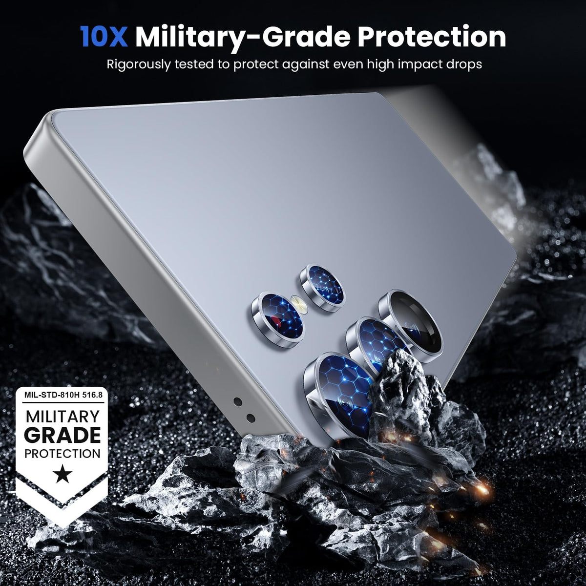 WSKEN for Samsung Galaxy S25 Ultra Camera Lens Protector - Ultra Thin Case Friendly, 9H Shatterproof Tempered Glass with Aluminum Metal Circle Camera Screen Protector Cover Accessories, Blue