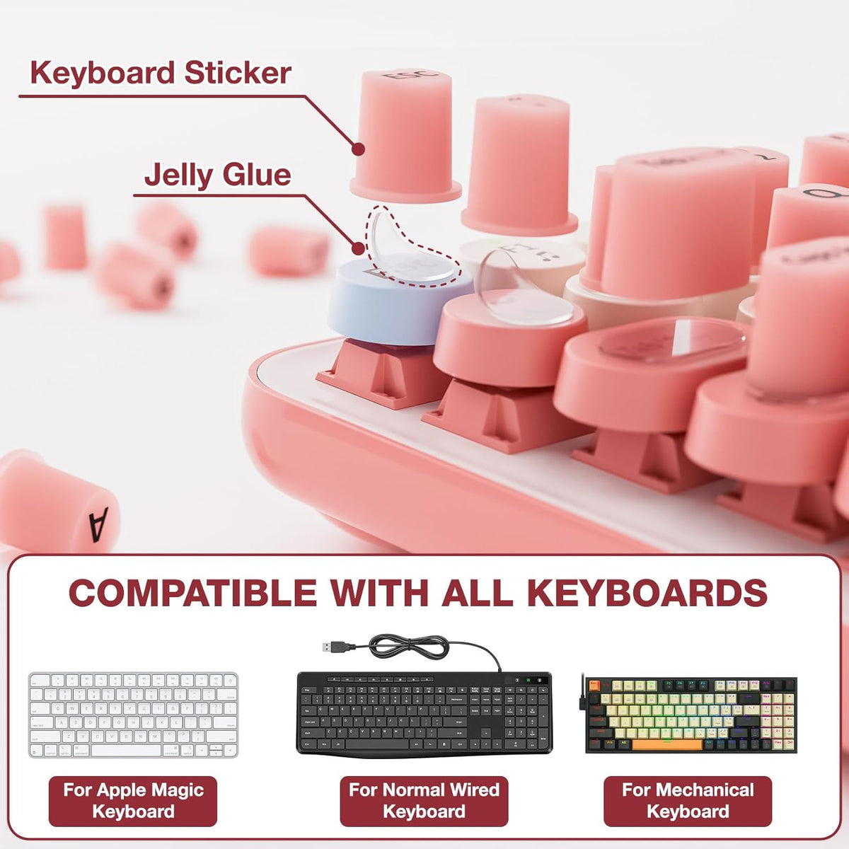 91PCS Udefineit Long Nails Keyboard Stickers, Self-Adhesive Keyboard Bubbles for Long Nails Typing and Gaming