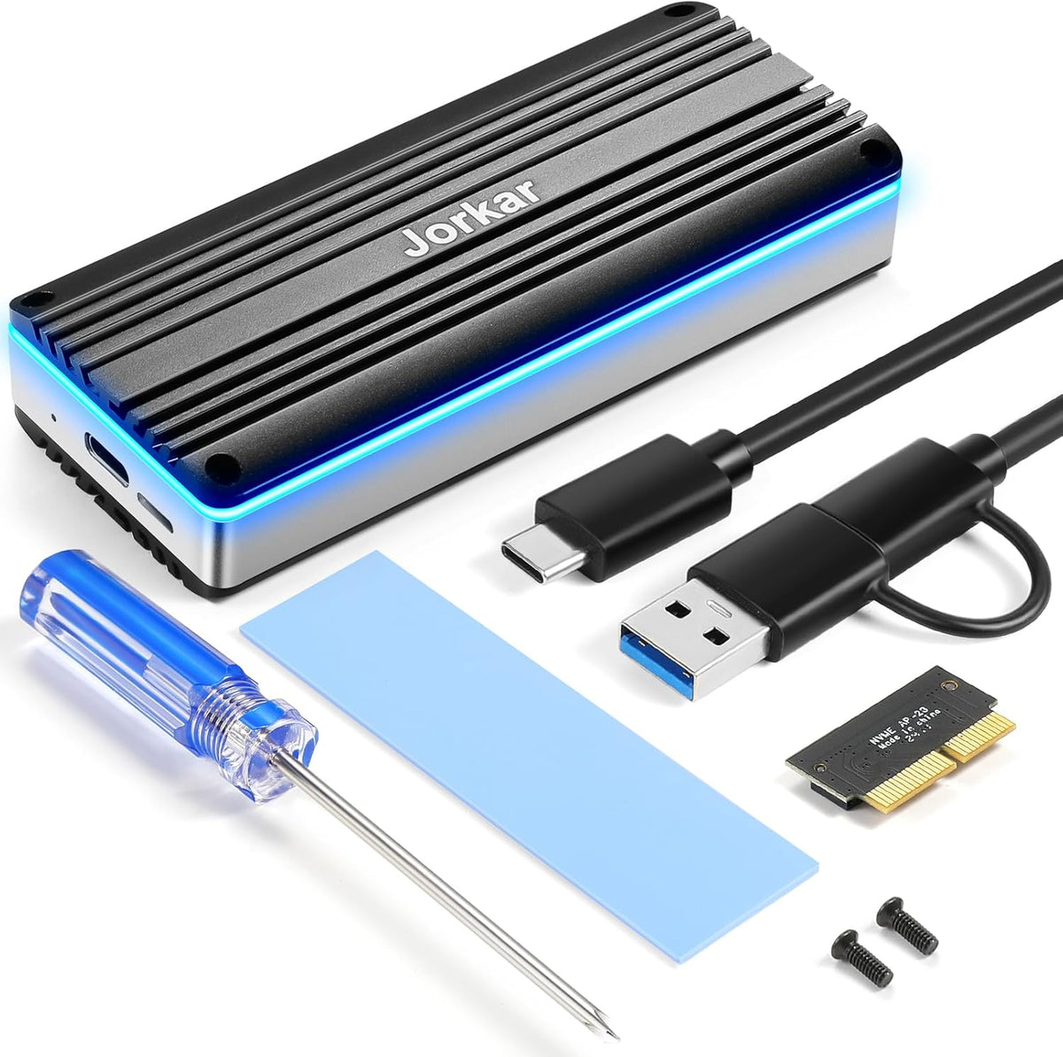External SSD Enclosure USB-C 3.2 for 12+16 Pin MacBook SSD, Hard Drive Reader for A1466 A1465 A1502 A1398 SSD Mac Air/Pro mid 2013-2017, Portable Aluminum SSD Case with Indicator